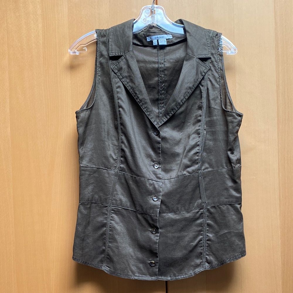 Zara Brown Sleeveless Blouse